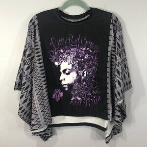 Prince T Shirt Women's Medium Purple Graphic Geometric Pullover Tee Crew Batwing